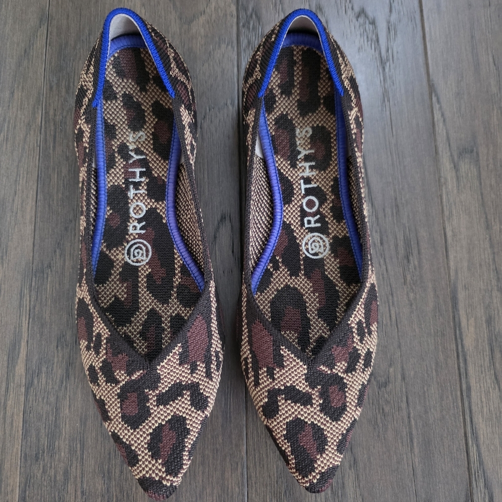 Rothy’s The Point Flats In Retired Wildcat Leopard Print Shoes Size 7